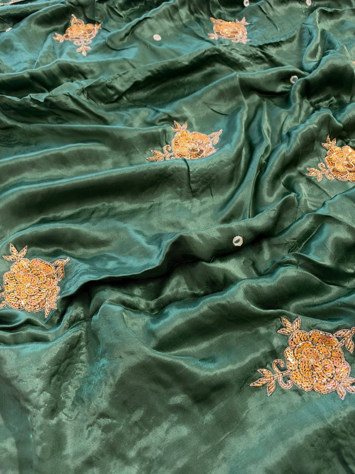 SAGE ROSE - Pure Modal Hand Embroidered Saree with Tassels