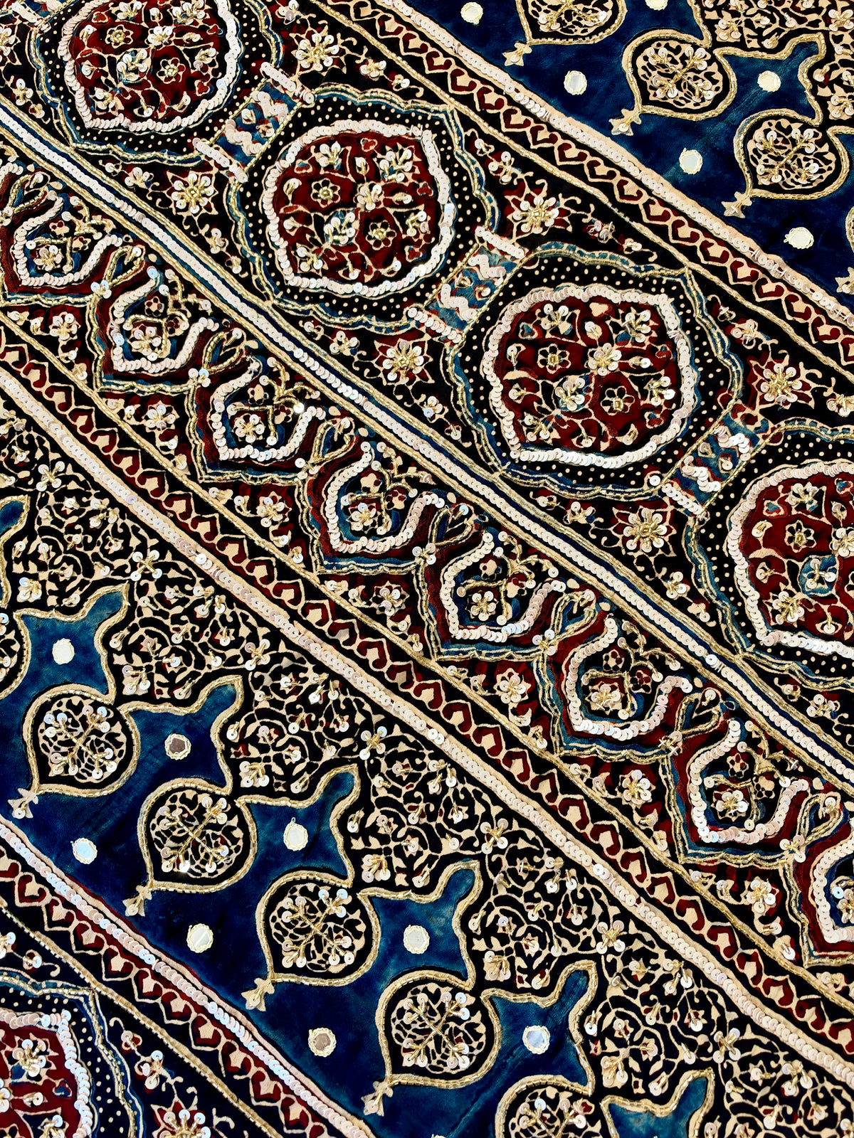 ONYX STARDUST - Pure Modal Ajrakh Hand Embroidered Saree