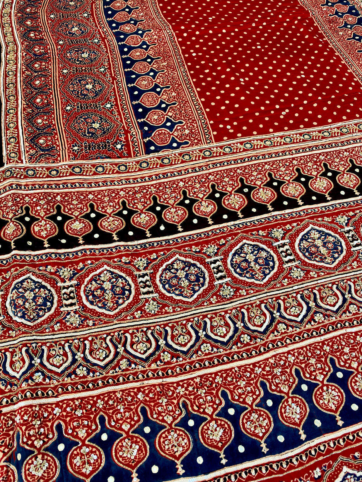 MERLOT ROMANCE - Pure Modal Ajrakh Hand Embroidered Saree