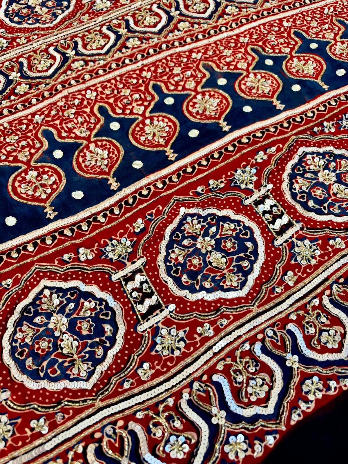 MERLOT ROMANCE - Pure Modal Ajrakh Hand Embroidered Saree