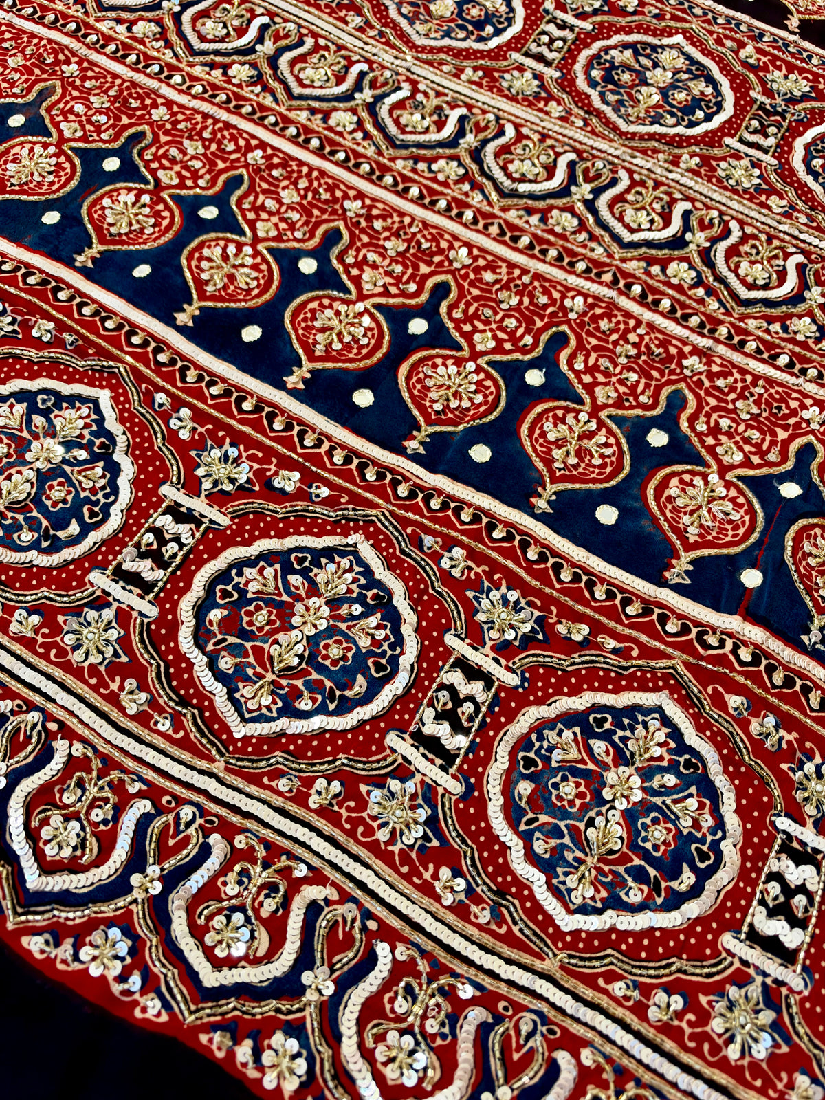 MERLOT ROMANCE - Pure Modal Ajrakh Hand Embroidered Saree