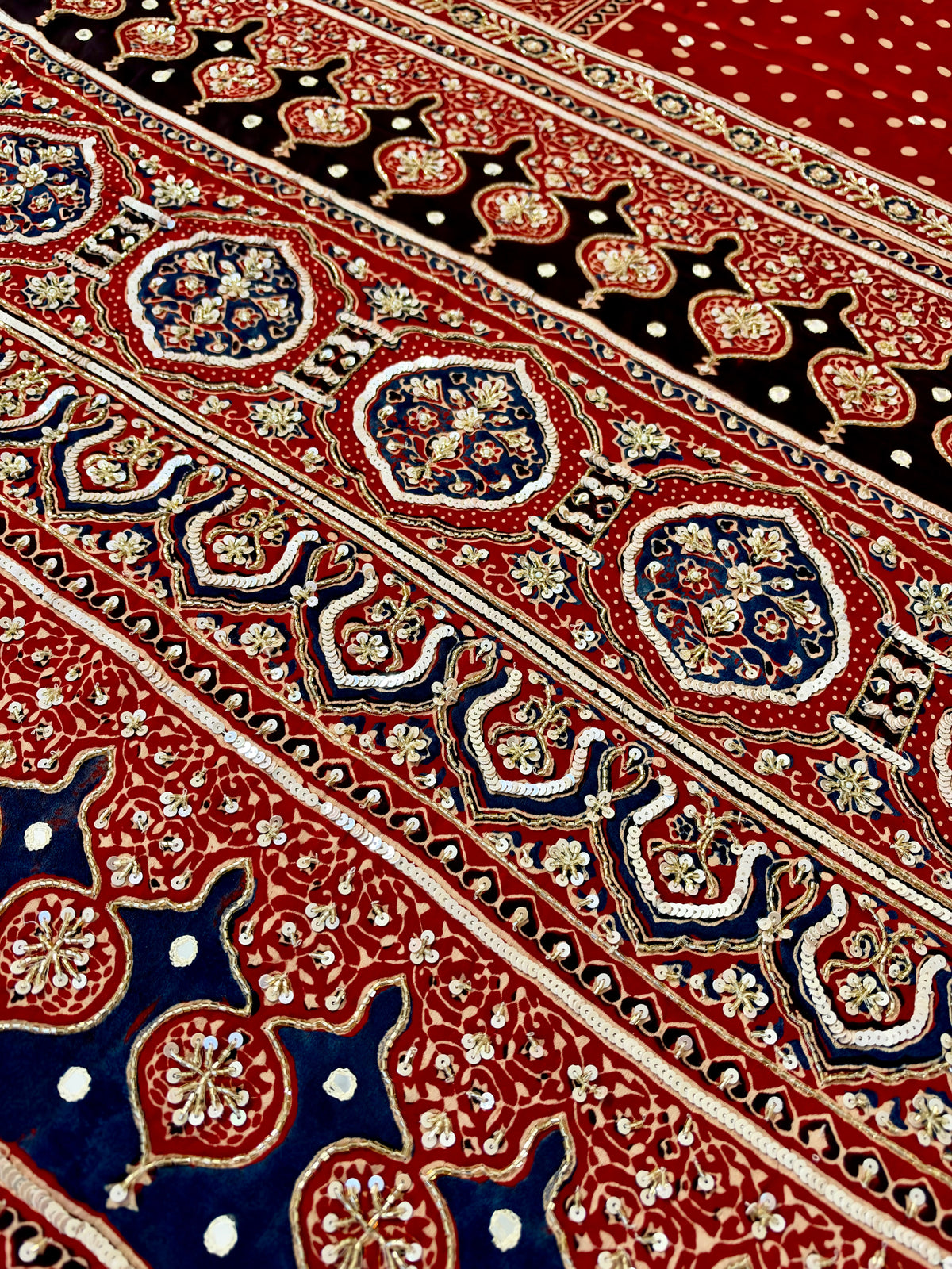 MERLOT ROMANCE - Pure Modal Ajrakh Hand Embroidered Saree