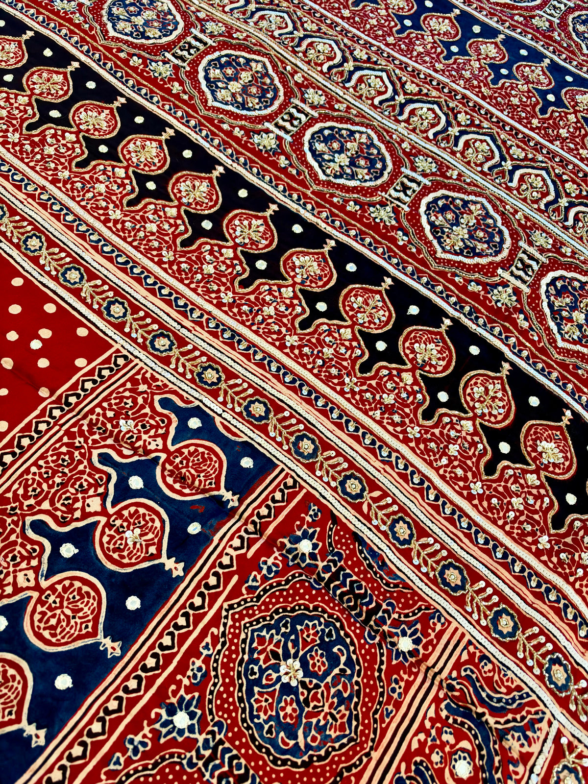 MERLOT ROMANCE - Pure Modal Ajrakh Hand Embroidered Saree