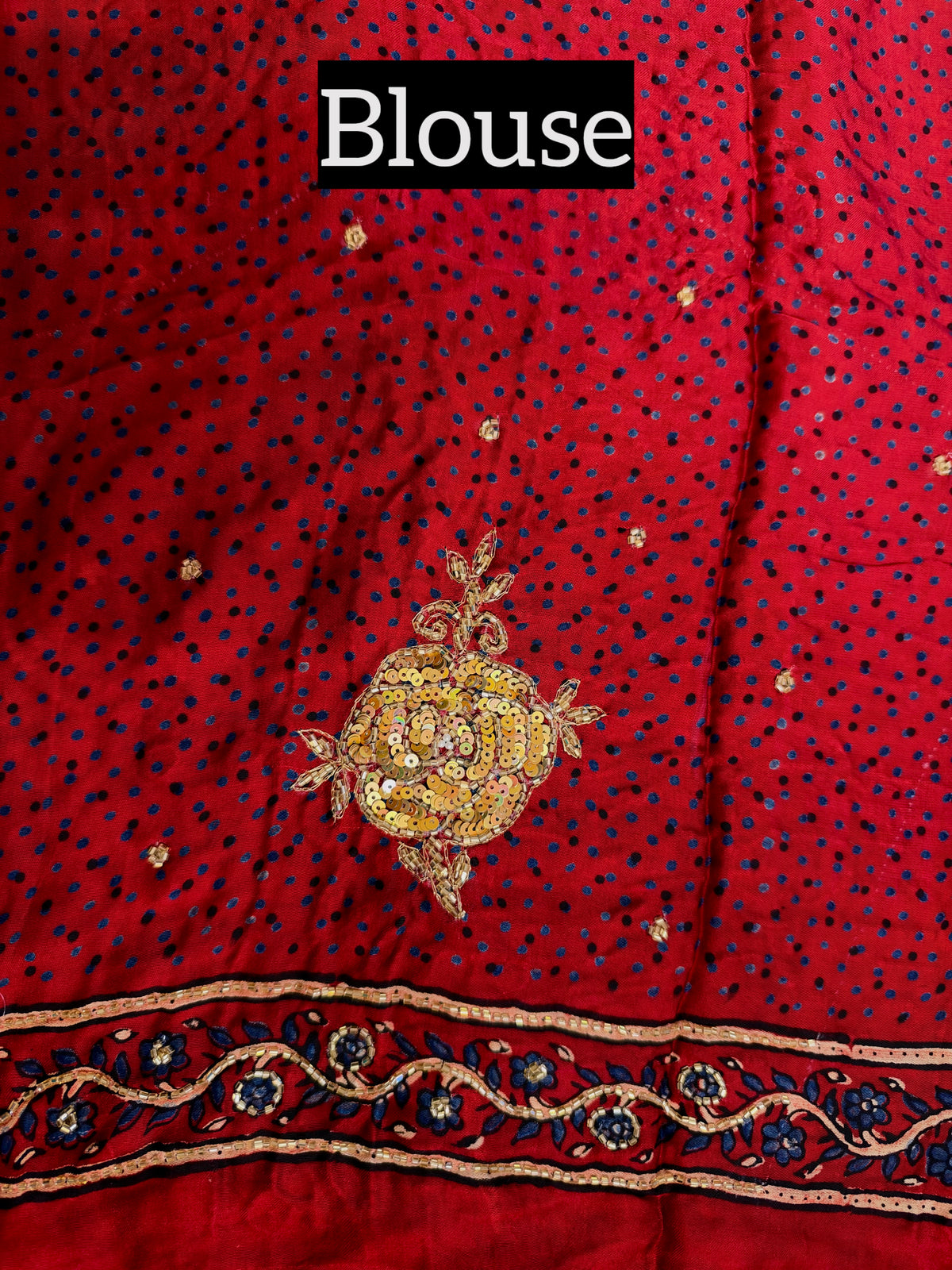 SERENE ROSE - Pure Modal Ajrakh Hand Embroidered Saree