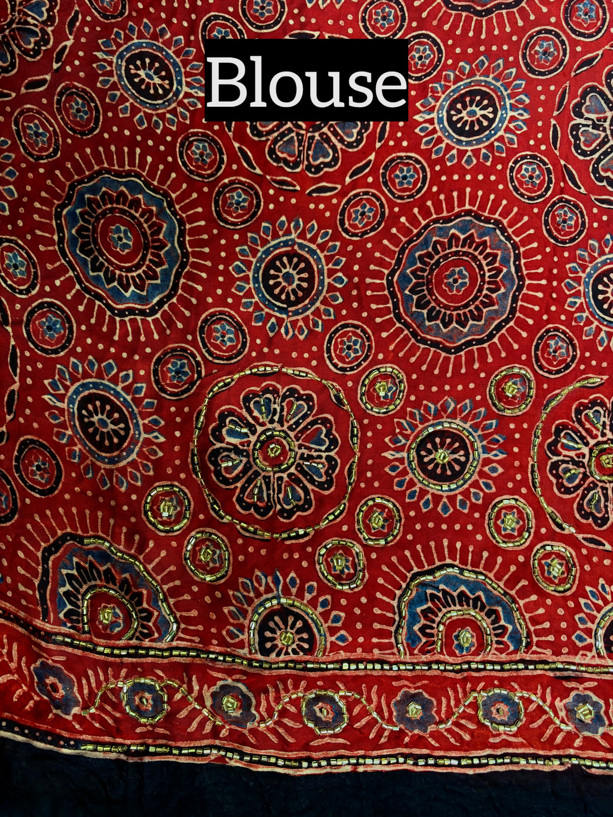 PAPRIKA BLOOM - Pure Modal Ajrakh Hand Embroidered Saree