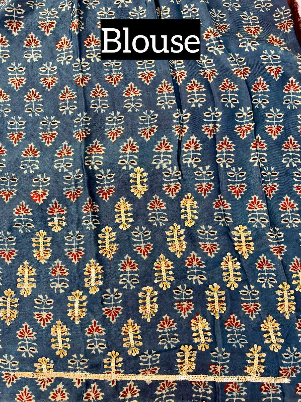 BLUSH BLING - Pure Modal Ajrakh Hand Embroidered Saree