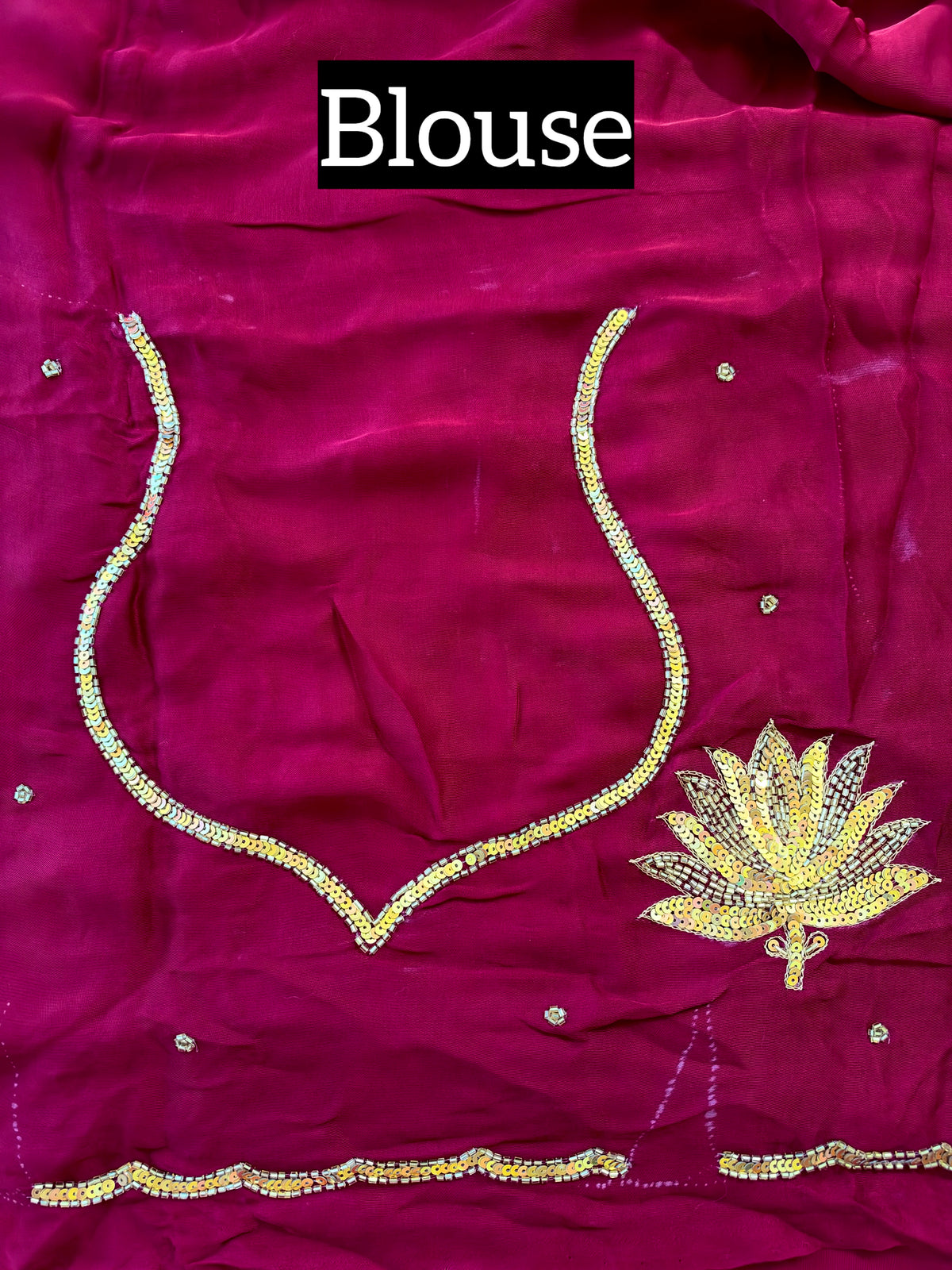 GARNET LOTUS - Pure Modal Hand Embroidered Saree with Tassels