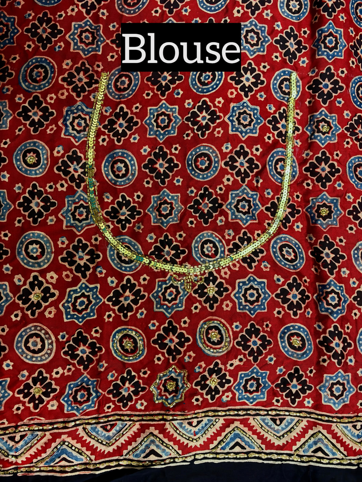WHISPER GARDEN - Pure Modal Ajrakh Hand Embroidered Saree