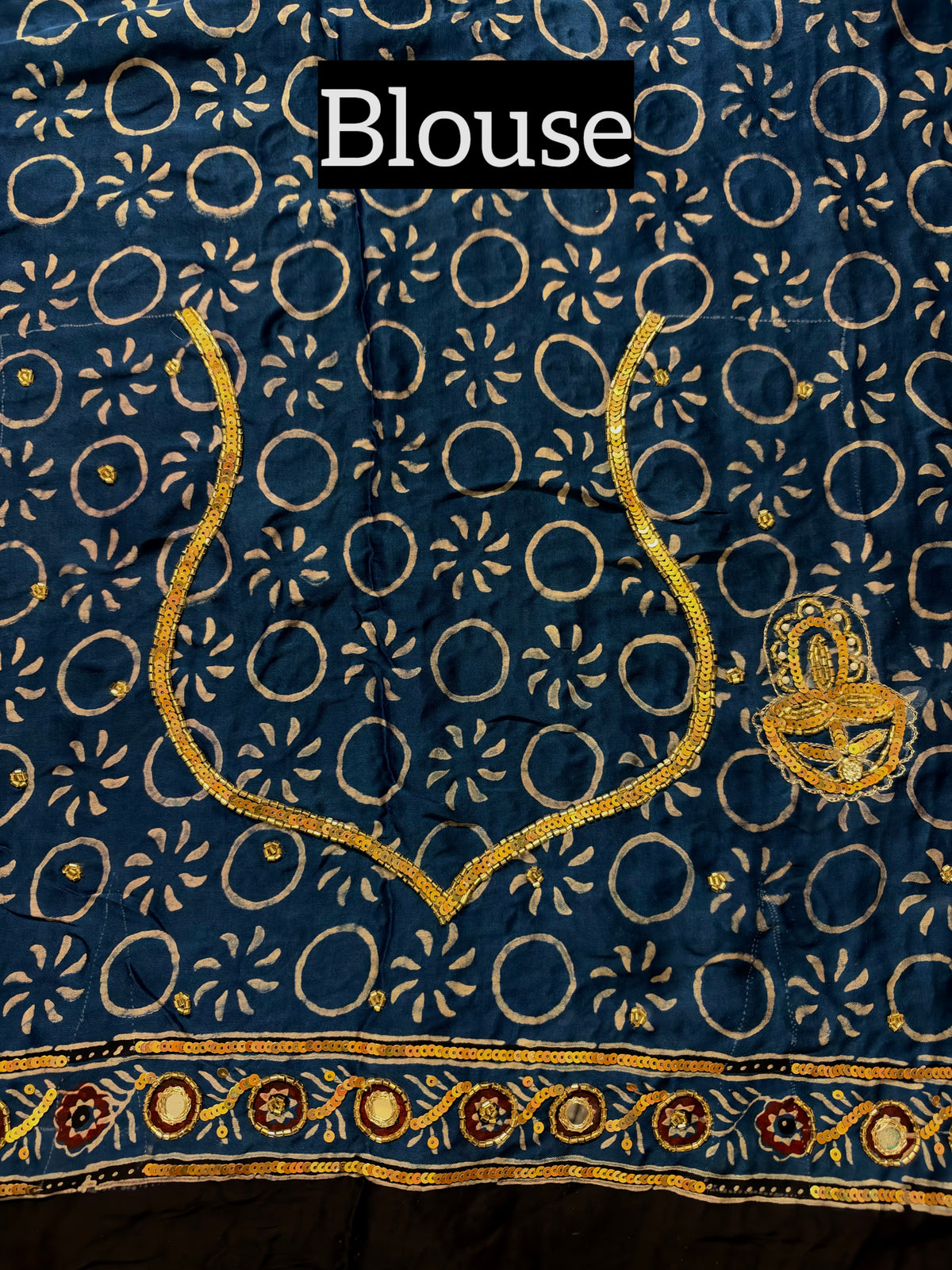 BLUEBELL GARDEN - Pure Modal Ajrakh Hand Embroidered Saree