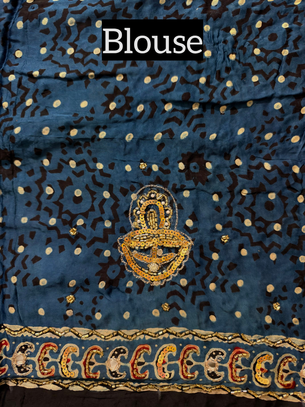 ETHEREAL BLOOM - Pure Modal Ajrakh Hand Embroidered Saree