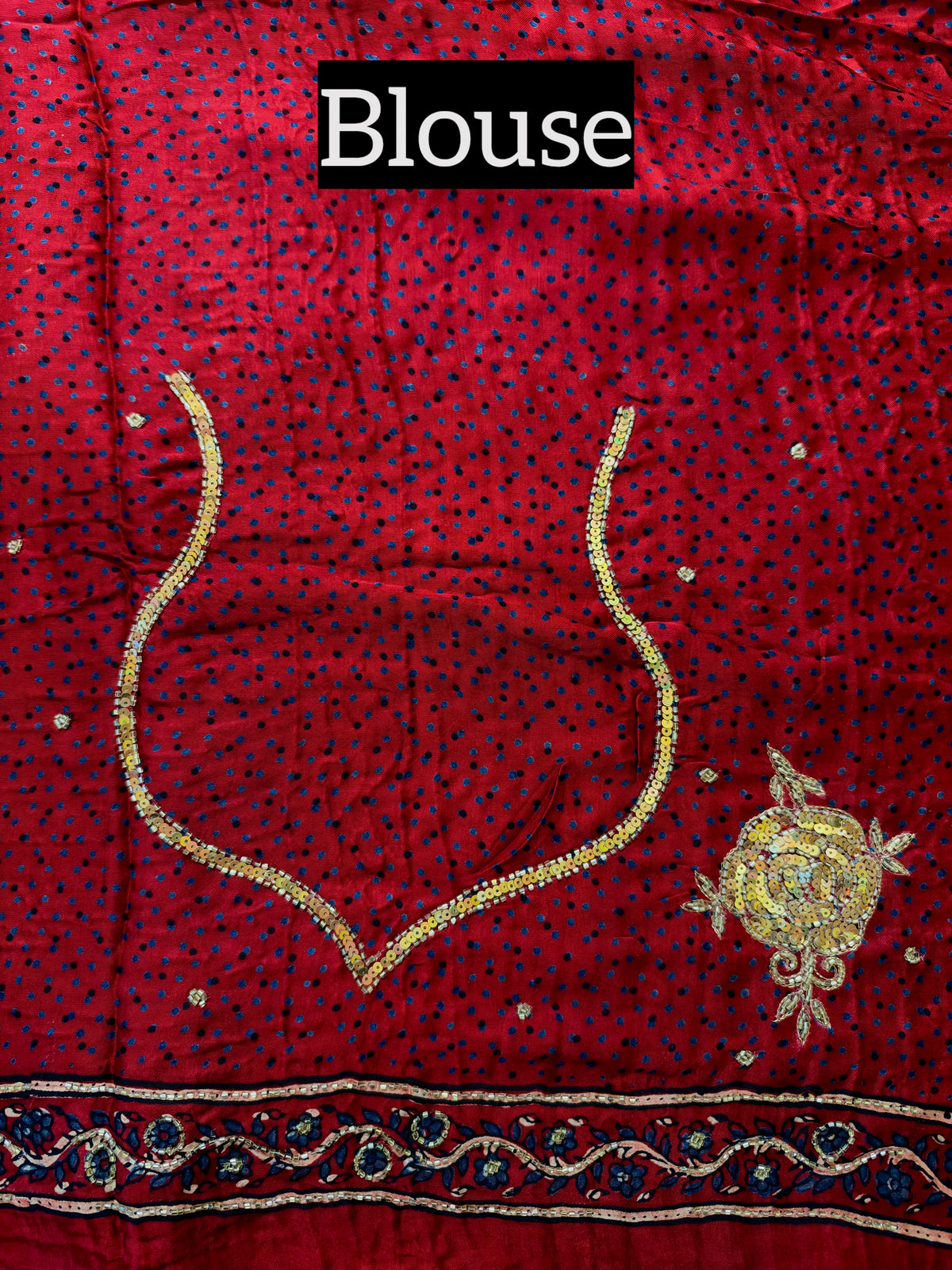 SERENE ROSE - Pure Modal Ajrakh Hand Embroidered Saree