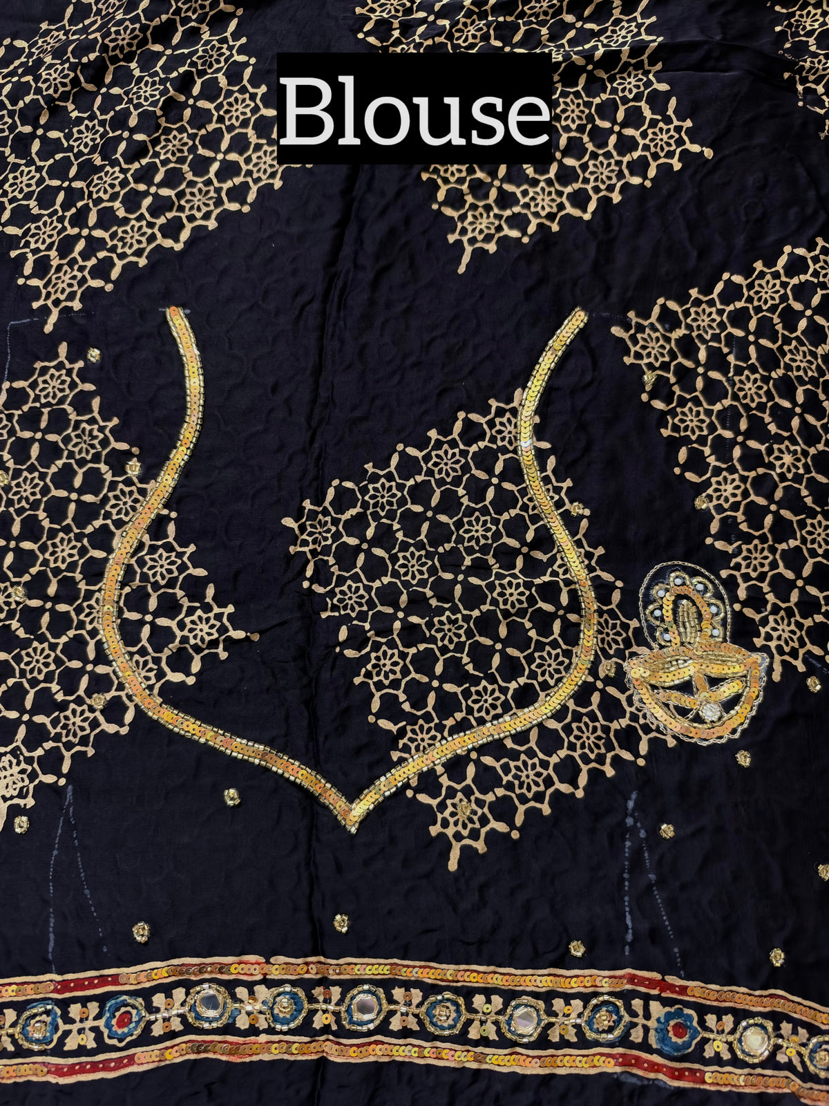 JEWEL FEVER - Pure Modal Ajrakh Hand Embroidered Saree